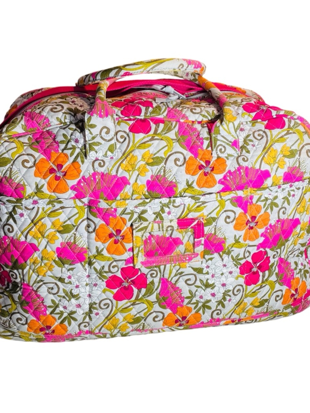 Vera Bradley Floral Lilli Bell Quilted Weekender Duffel in Pink, Orange & Cream - Picture 4 of 10